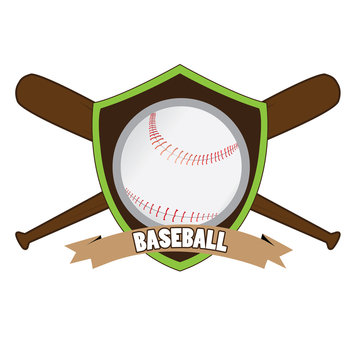 Isolated baseball emblem with a pair of bats, Vector illustration