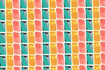 Colorful yellow, pink and turquoise rectangle abstract pattern.  Creates mosaic look for backdrop.