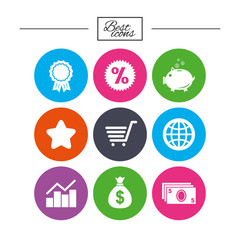 Fototapeta premium Online shopping, e-commerce and business icons.