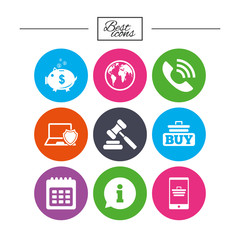 Online shopping, e-commerce and business icons.