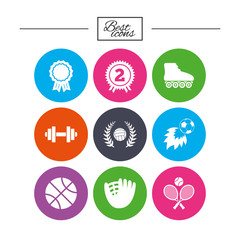 Sport games, fitness icon. Football, volleyball.