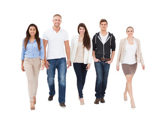 Fototapeta premium People Walking On White Background
