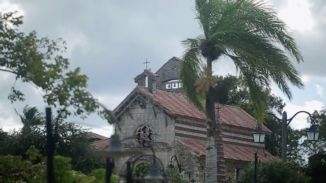 Medieval church in cloudy day shot