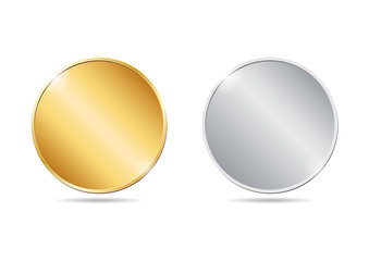 vector illustration of two golden and silver blank coins