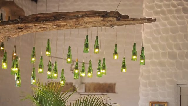 Lamps in interior from bottles