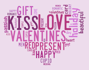 Valentines day concept in word tag cloud