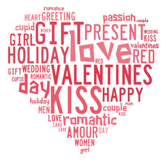Valentines day concept in word tag cloud