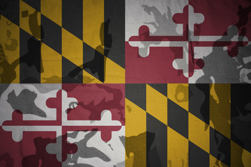 maryland state flag on the khaki texture . military concept