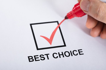 Person Ticking Best Choice In Check Box Option