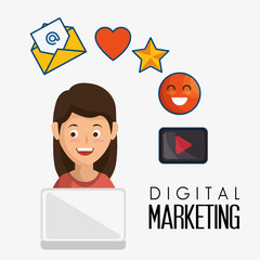 digital marketing flat icons vector illustration design