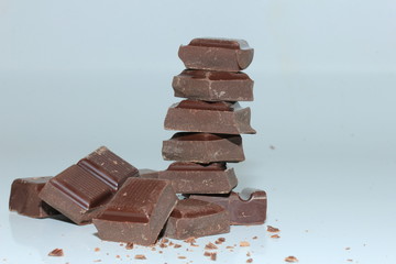 Pieces of a dark chocolate bar