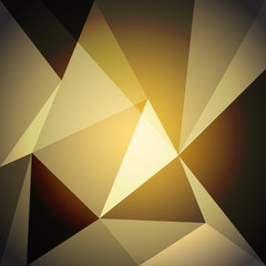 Low poly design element on gold gradient background
