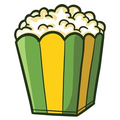Funny popcorn ready to eat cartoon - in vector.