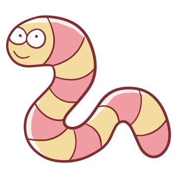 Cute smiley pink worm - vector.