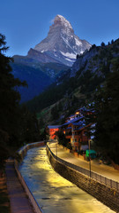 Matterhorn peak in early morning in summer. Zermatt, Switzerland