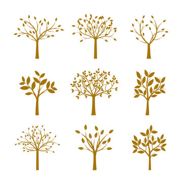 Set of Golden Trees. Vector Illustration.