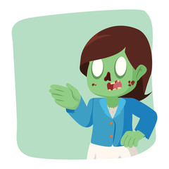 zombie businesswoman in green background