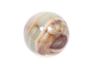 Multicolor onyx sphere polished natural banded crystal mineral stone ball isolated on white background