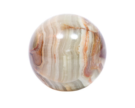 Multicolor onyx sphere polished natural banded crystal mineral stone ball isolated on white background
