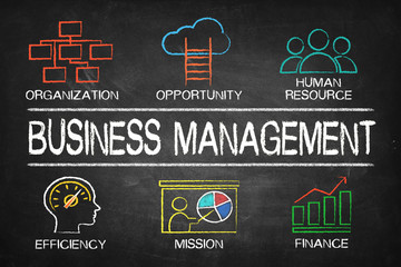 Fototapeta na wymiar Business Management concept chart on blackboard