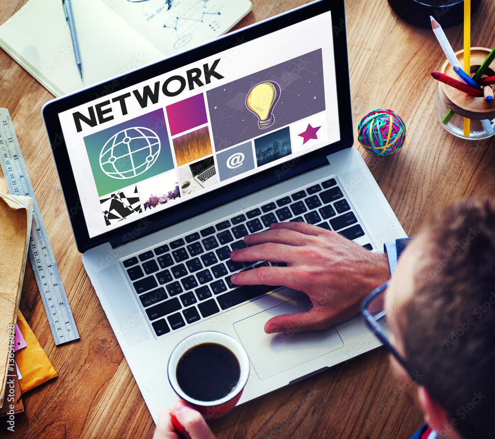 Aufkleber browsing network internet software technology concept
