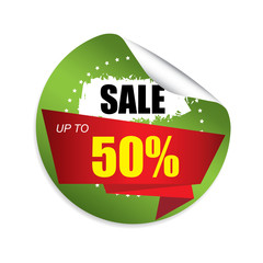 sale 50%off green Round Stickers.