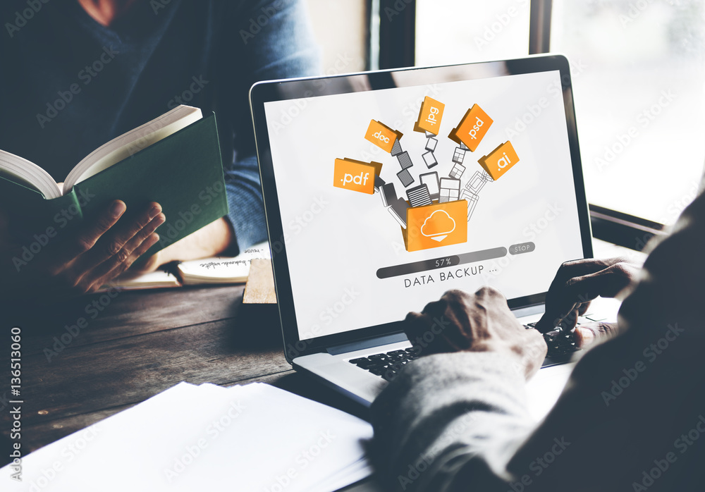 Poster data backup files online database storage concept