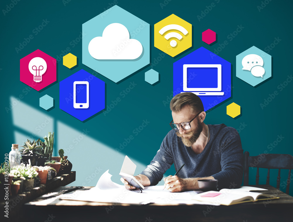 Aufkleber internet connection technology computer social concept