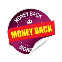 Money back purple Round Stickers.