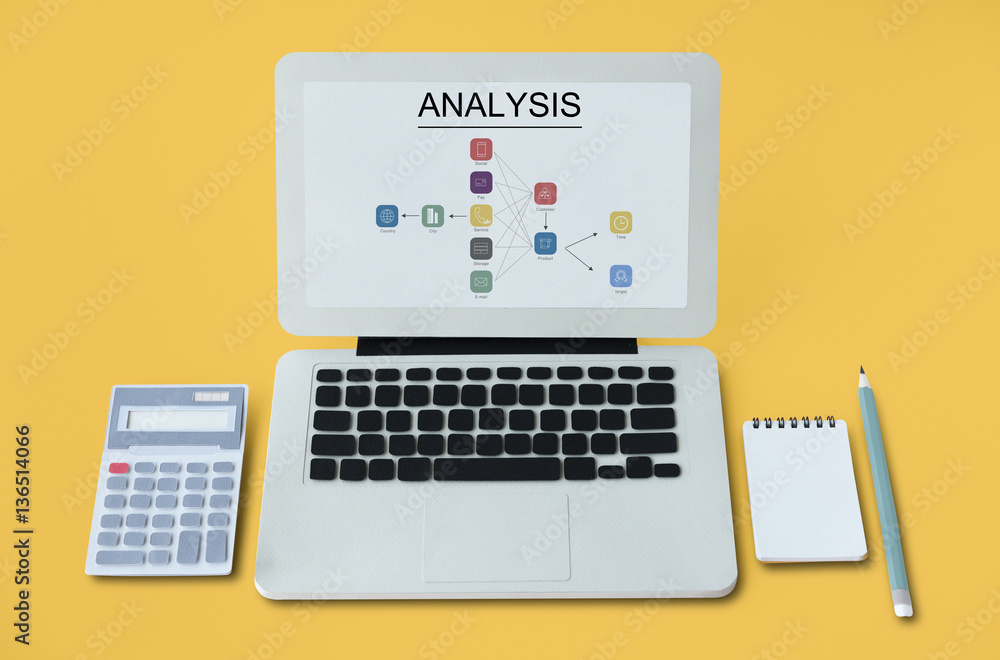 Poster analysis model flow chart icon