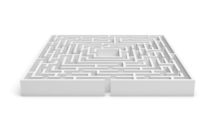 3d rendering of a white square maze on white background