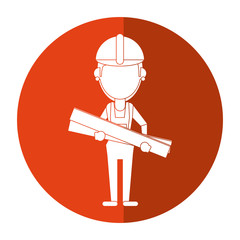 woman building construction wooden boards shadow vector illustration eps 10