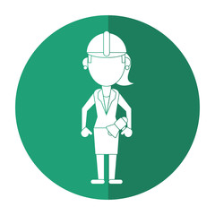 woman with megaphone work helmet shadow vector illustration eps 10