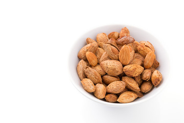 Almonds nut with shell isolated on white