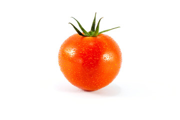 one fresh red tomato isolated on white