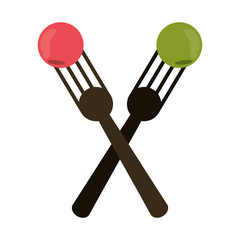 crossed fork with fruit tasty vector illustration eps 10