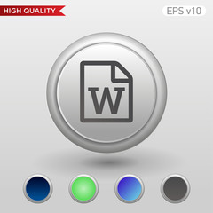 Word file icon. Button with word file icon. Modern UI vector.