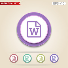 Word file icon. Button with word file icon. Modern UI vector.