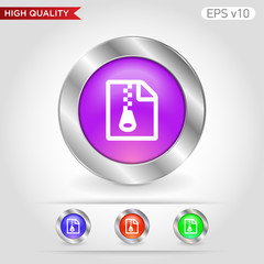 Zip file icon. Button with zip file icon. Modern UI vector.