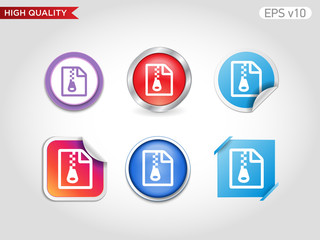 Zip file icon. Button with zip file icon. Modern UI vector.
