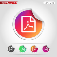 PDF icon. Button with pdf icon. Modern UI vector.