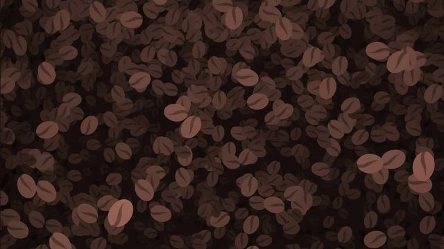 Coffee beans falling down Animated background 4K video