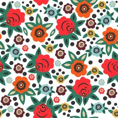 Floral seamless pattern in Slavic style. Vector.