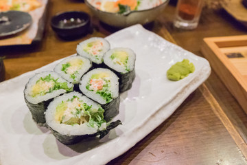 Roll avocado sushi set