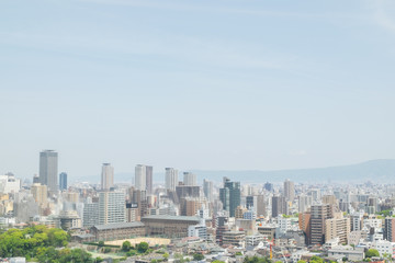 Fototapeta na wymiar Aerial view of Osaka from Tsutenkaku Tower, Japan