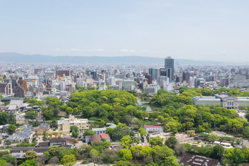 Obraz premium Widok z lotu ptaka Osaki z Tsutenkaku Tower, Japonia