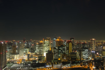 Fototapeta na wymiar Aerial view of Osaka from Umeda Sky Building, Osaka, Japan