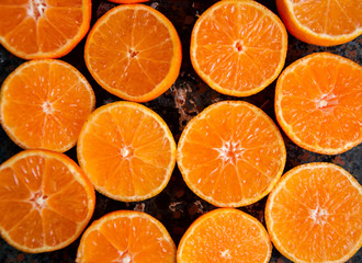 Citrus fruits composition on rusty background