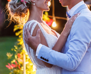 happy bride and groom