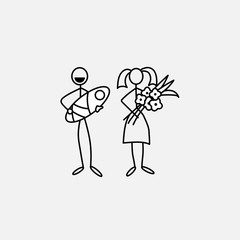 Family icon stick figure vector